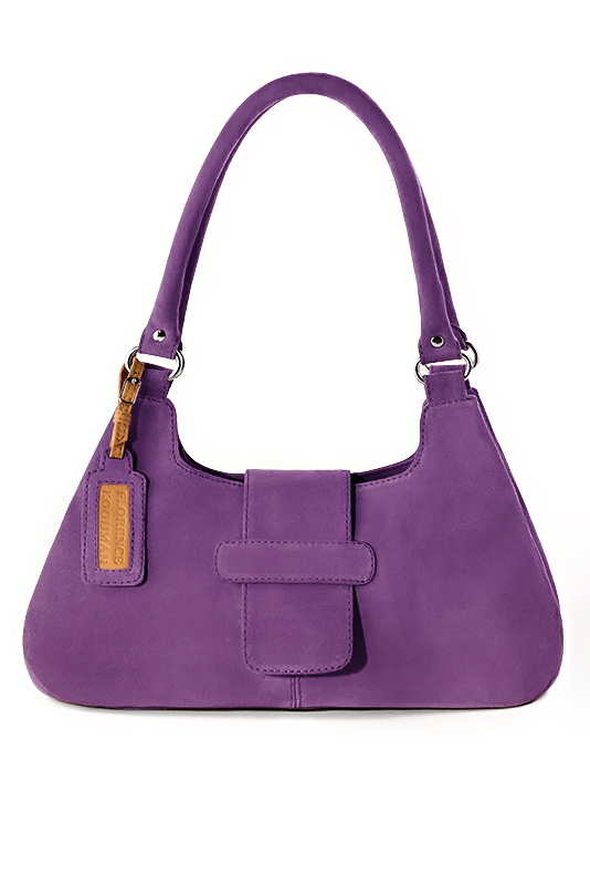 Amethyst purple women's dress handbag, matching pumps and belts. Top view - Florence KOOIJMAN